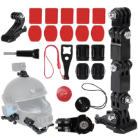 For GoPro Hero Motorcycle Helmet Extension Arm Osmo Action Sports Camera Helmet Chin Mount Accessories Set For Go Pro Insta360