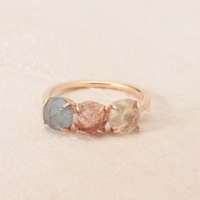 Melynn natural gemstone color quartz ring 925 sterling silver ring gold plated jewelry women