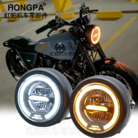 HONGPA機車 LED大燈 日行燈 帶光圈 頭燈 復古 改裝 天使眼 魚眼大燈 野狼 雲豹 雄獅 ktr