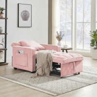 Three-in-one sofa bed chair folding sofa bed adjustable back into a sofa recliner single bed adult modern chair bed berth Pink