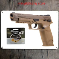 P320 Sig Sauer M17 ASP Air gun Pistol .177 Cal Coyote TAN with 500 Match Lead Pellets Bundle Metal Wall Sign