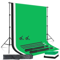 2m*3m Background Stand Adjustable Photo Backdrop Support System Kit with 2m*2m backdrop Photography Photo Video Studio Shoot
