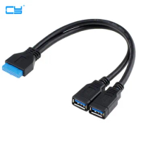 Desktop Computer usb 3.0 20 pin male to 2 usb a female cable Adapter Connector For Asus P7P55/USB3 Gigabyte Msi Onda Motherboard