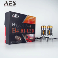 2023 AES Mini Headlamp Bi-led H4 Projector Lens Small Size LED Motorcycle Headlight With Low &amp; High Beam Pluy &amp; Plug Install