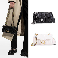 COACH  專櫃款TABBY20 菱格絎縫設計單肩/斜背包(黑色/白色)