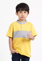 FOREST Forest Kids Premium Weight Cotton Stretchable Mandarin Collar T Shirt Men | T Shirt Baju Budak Lelaki - FK20170-65Yellow