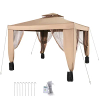 10x10ft Outdoor Canopy Gazebo with Four Sandbags - Gazebo with Netting, Waterproof and UV Protection - Patio
