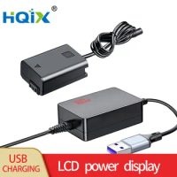 HQIX for Sony A6400 RX10 A7M NEX-3N 5N 5T NEX- 7 NEX-6 5R 5C F3 E10 QX1 Camera AC-PW20 NP-FW50 Virtual Battery USB Power Adapter