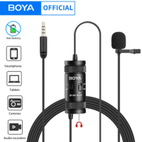 BOYA 3.5mm Lavalier Lapel Microphone for Mobile Phone PC Laptop Camera Wired Microfon for Speaking Audio Vlogging BY-M1 PRO II