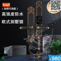 【全球優品滙】塗鴉指紋鎖雙開門智能門鎖歐式防水別墅鎖tuya電子密碼鎖