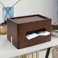 實木面紙收納盒 黑胡桃木紙巾盒實木遙控器收納盒多功能新中式抽紙盒客廳桌面茶幾