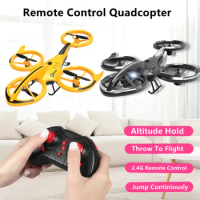 Stunt Remote Control Drone Air Pressure Altitude Hold Mini Indoor Throw To Flight Leapfrog Quadcopter Children's RC Toy Airplane