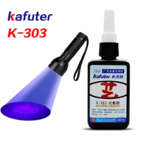 Pegamento curado con UV Kafuter, 6 segundos 50ml, adhesivo curado UV K-303 + 51LED UV, linterna UV, curado adhesivo de cristal y
