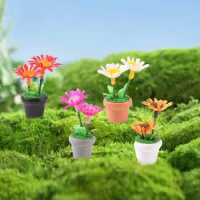4x Mini Potted Plant Micro Bonsai Decoration Miniature Dollhouse Flowers 1 12 for Bookshelf Offices Wedding Party Presents