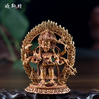 尼泊爾9.5cm純手工銅全鎏金 六臂瑪哈嘎拉 供佛像佛像 隨身小佛像