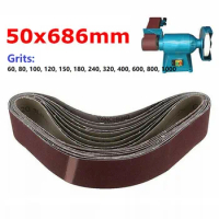 686*50mm Abrasive Belt Aluminum Oxide Sanding Belts 80-1000 Grits Sander Metal Polishing Wood Working Tools Grinder Accessories