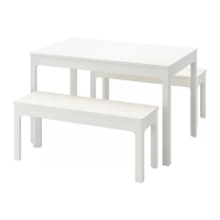 EKEDALEN/EKEDALEN 桌子及2張長凳, 白色/白色, 120/180 公分