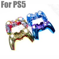 10pcs For Sony PlayStation 5 PS5 Controller Handle Protective Case Cover Gold-plated Water Transfer Camouflage Shell