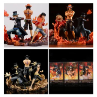 3PCS ONE PIECE Japanese Anime Characters Luffy Ace Sabo Action Figure Children's Gifts Collecting Dolls Desktop Ornaments