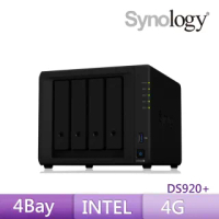 【搭APC 650VA離線式UPS+WD 4TB x2】Synology 群暉科技 DS920+ 4Bay 網路儲存伺服器