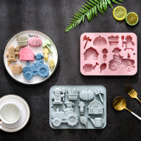 In Stock 9-Linked Farm Theme Silicone Mold Baking Tool Cake Mold Ice Cube Resin Chocolate Mold