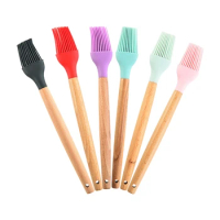 Silicone BBQ Oil Basting Brush with Wood Handle Cake Bread Cream Cooking Brushes Baking Barbecue Kitchen Accessories