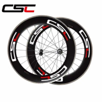 CSC 700C 23mm width 80mm depth clincher bike wheelset R36 hub alloy breaking surface road bicycle carbon aluminum wheels