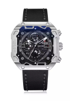 Expedition Expedition Jam Tangan Pria - Black Silver - Leather Strap - 6826 MCLSSBA