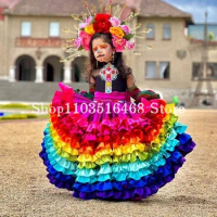 Mexican Princess Ball Quinceanera Dress Dazzling lace appliqué Embroidery Flower Girl Dresses for Special Events