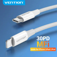 Vention-MFi Certified Charging Cable, PD USB C to Lightning Cable for iPhone 14, 13, 12, 11 Pro Max, AirPods Pro, iPad XS, 30W