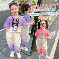 Kuro Misu style clothing set for girls, 2025 summer set, two-piece short-sleeved cartoon t-shirt.