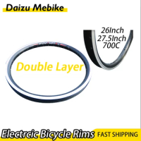 26Inch Double Layer E Bike Rims 26”27.5”700C Wheel 36H Spokes Electric Bicycle Rims Aluminum Alloy Road Bicycle Accessories MTB