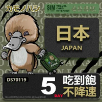 【鴨嘴獸 旅遊網卡】Travel sim日本 5天 吃到飽 純上網 不降速網卡