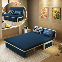 可折疊沙發床客廳小戶型1.2/1.5米實木雙人兩用多功能 省空間沙發  萬事屋 雙十一購物節