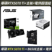 限量超值組-ASUS RTX 5070Ti 顯卡＋ASUS B650E主板＋ASUS AP-850G 850W 電源供應器