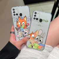 Compatible With Samsung A11 A21S A31 4G Phone Case Officer Rabbit and Nick Fox TPU Soft Transparent 