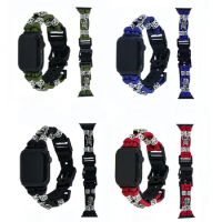 Nylon Rope Survival Paracord Wristband Skull Band for Apple Watch SE Series 9 8 7 6 5 4 3 2 1 Ultra