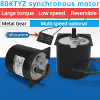80KTYZ 60W 220V AC Permanent Magnet Synchronous Motor CW/CCW Low Speed Gear Motor 5/10/20/30/50rpm