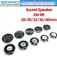 2pcs 2W 8R Ohm Round Audio Speaker DIY Stereo Woofer Loudspeaker Amplifier Headphone Sound Box 28/30/32/36/40mm Iron Case Thin