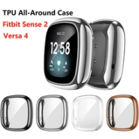 TPU Case for Fitbit Sense 2/Versa 4 All-Around Soft TPU Cover Bumper Screen Protector for Fitbit Sense 2/Versa 4