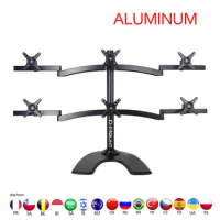 D-MOUNT T6-A 10-27" six screen table mount lcd tv stand full motion height adjustable monitor desk support bracket lcd holder