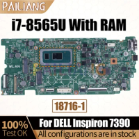 For DELL Inspiron 7390 Notebook Mainboard 18716-1 i7-8565U With RAM 0MWW1R Laptop Motherboard Full Tested