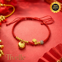 [ BISA COD ] Tivelle Jewelry Fu Yuan Bracelet | Gelang Tali Merah Kepang Emas Giok Fashion Unisex El