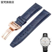 High Quality Genuine Calf Hide Leather Watch band Suitable for IWC Portugieser 7 Pilot's Watches Portofino blue Watch Strap 20MM