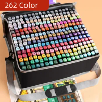 262 Color Double Headed Markers Pen Set Alcohol Based Marker For Water Painting Manga Drawing School Art Supplies