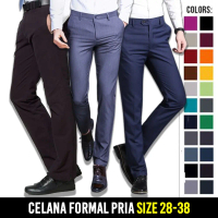 Celana Panjang Formal Pria Slim Fit / Celana Bahan Kain Katun / Celana Kerja Kantoran Hitam Abu Navy