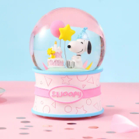 【JARLL 讚爾藝術】Snoopy史努比生日水晶球音樂盒 彩款(生日禮物 情人禮物)