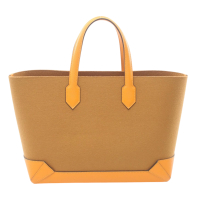【二手名牌BRAND OFF】HERMES 愛馬仕 芝麻黃 亮黃 Felt Epsom皮革 Maxibox Cabas 30 托特包 X刻