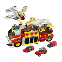 未來世界移動式變形消防救援站(聲光+可噴水+附小車直升機)(6032)【888便利購】