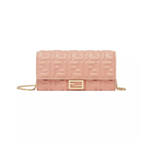 Fendi FF Baguette Continental Wallet On Chain Soft Pink Ghw